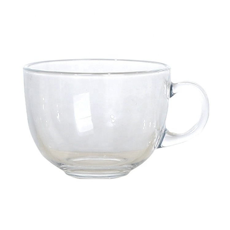 Promotion Glass Jumbo Mug with Handle for Breakfast  Cocoa Milk Latte Cereal Ice Cream 480ml