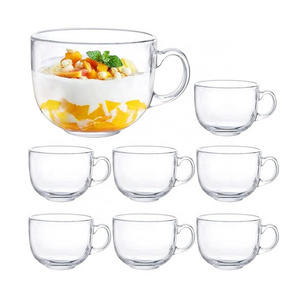 Promotion Glass Jumbo Mug with Handle for Breakfast  Cocoa Milk Latte Cereal Ice Cream 480ml