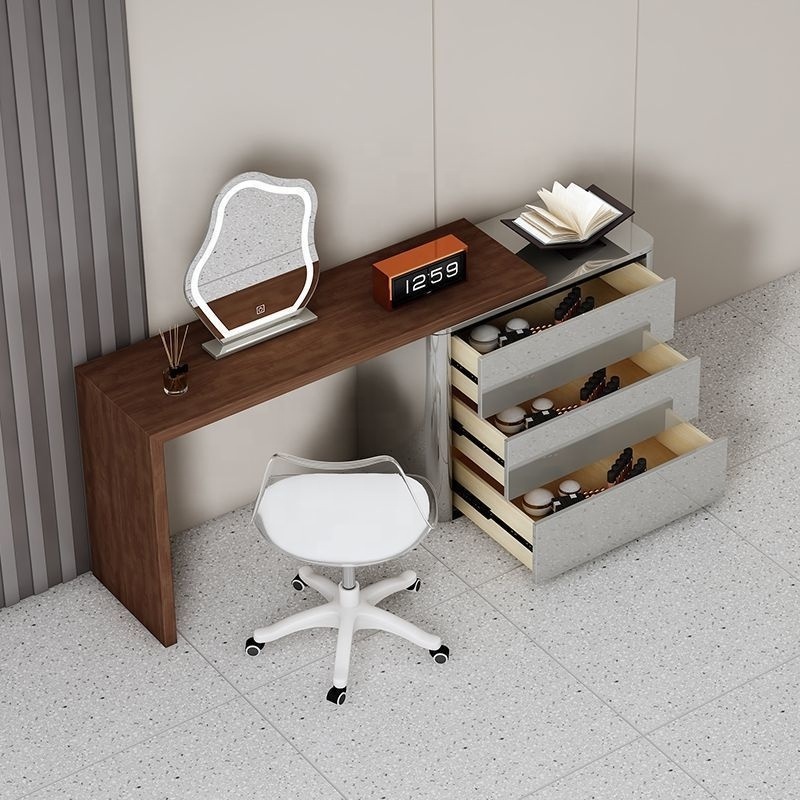 New Nordic bedroom furniture modern simple makeup table dressing table with mirror set one bucket cabinet storage locker