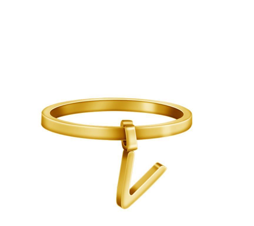 Adjustable 14K Gold-Plated Initial Ring Trendy Stainless Steel Fashion Ring for Women and Men for Engagement or Gift