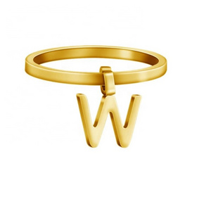 Adjustable 14K Gold-Plated Initial Ring Trendy Stainless Steel Fashion Ring for Women and Men for Engagement or Gift