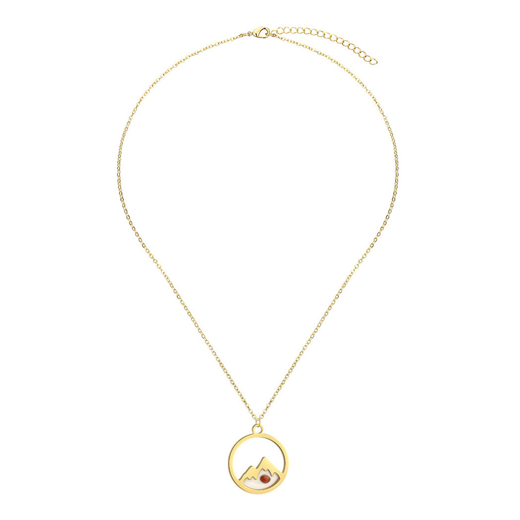 FanYue 2022 new arrival mustard seed necklace gold plated 316L stainless steel jewelry round pendant necklace for ladies men