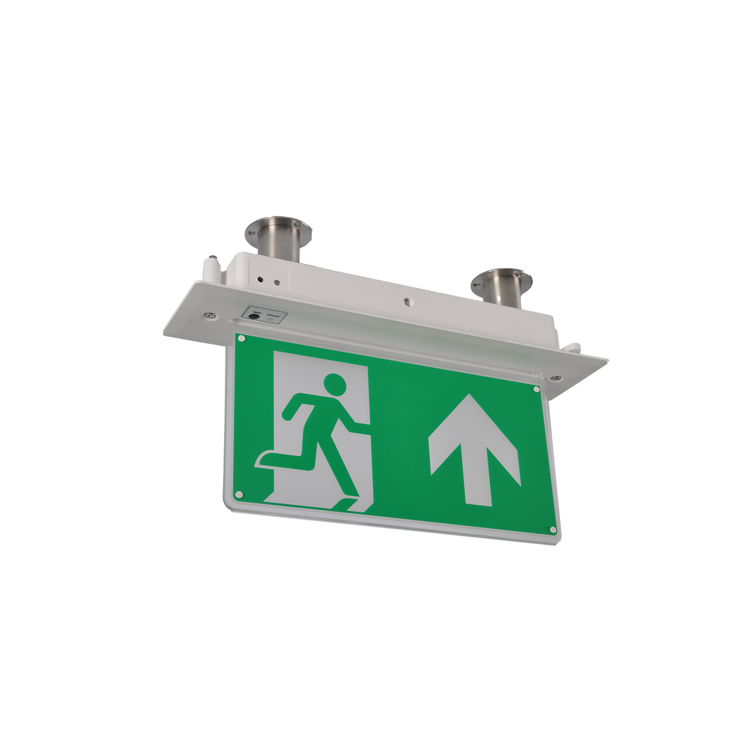 Ceiling-recessed emergency exit sign