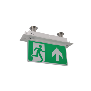 Ceiling-recessed emergency exit sign