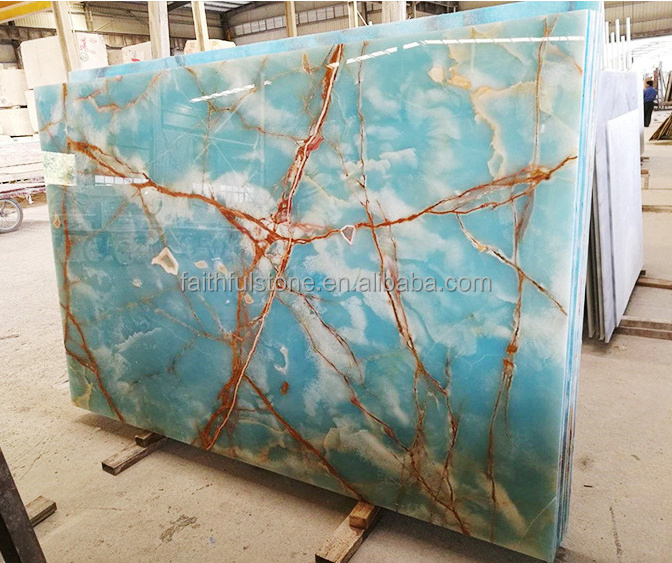 wholesale indoor natural luxury blue onyx marble stone slabs tiles countertops