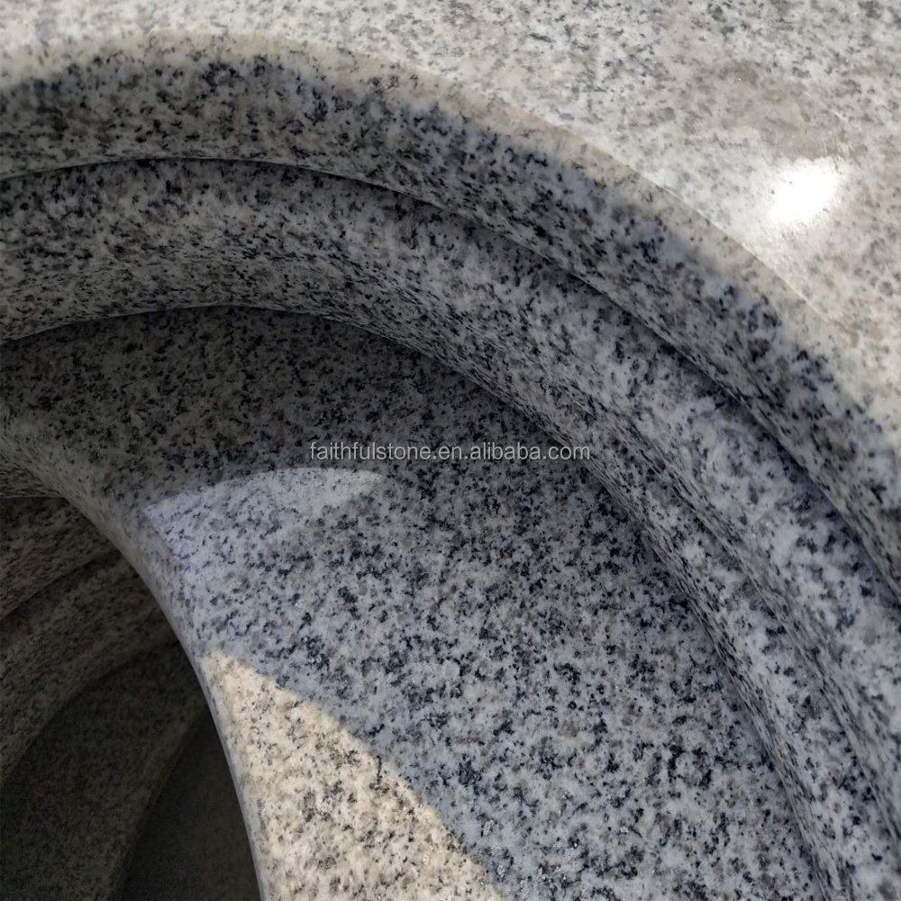 Interior outdoor cheap light white grey polished flamed g603 granite bullnose stairs steps