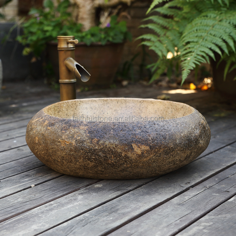 Wholesale Farm Antique Old Classic Carved Natural River Granite Stone Farm Sink Wash Basin