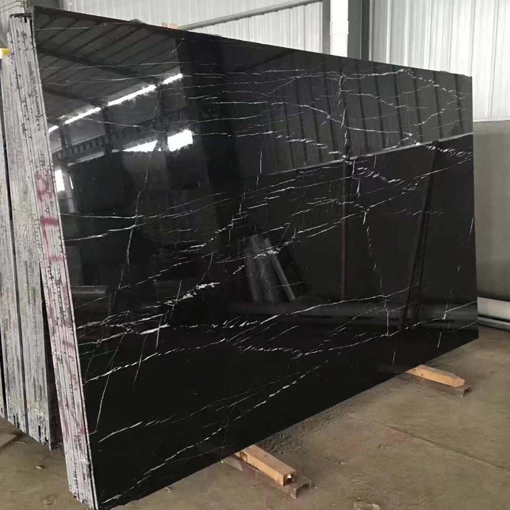 wholesale Nero Marquina Black White line marble big slabs for countertops