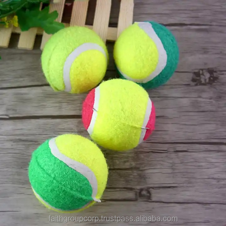 Best Seller OEM WHolesale Factory Red and Other Colored Tennis Balls with Rubber Fabric printed colored tennis ball