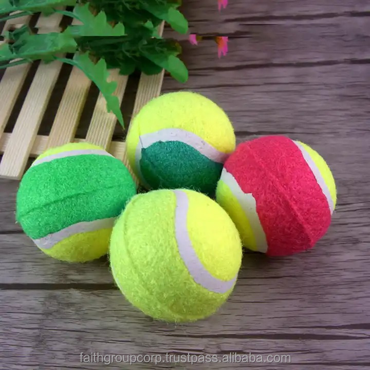 Best Seller OEM WHolesale Factory Red and Other Colored Tennis Balls with Rubber Fabric printed colored tennis ball