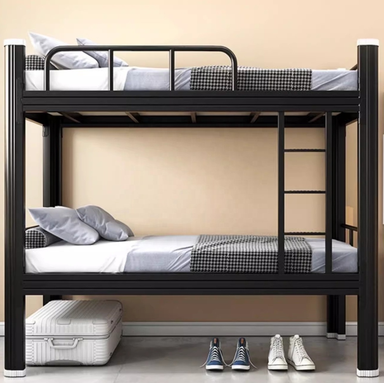 Factory price Iron metal frame student school double bed dormitory furniture bed steel bunk bed