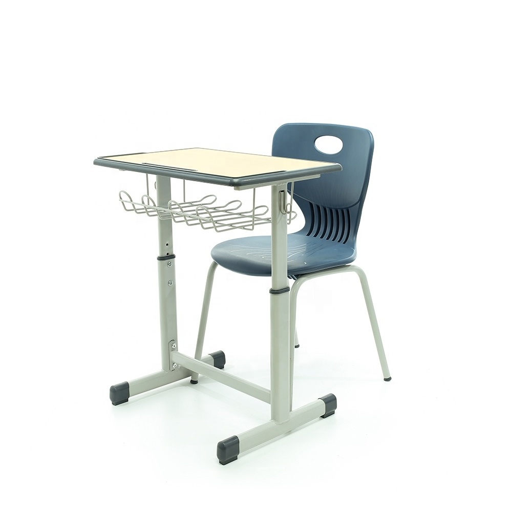 OEM ODM 3D design supply school furniture desk chairs sets with metal basket for student study