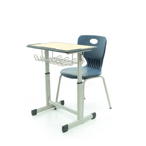 OEM ODM 3D design supply school furniture desk chairs sets with metal basket for student study