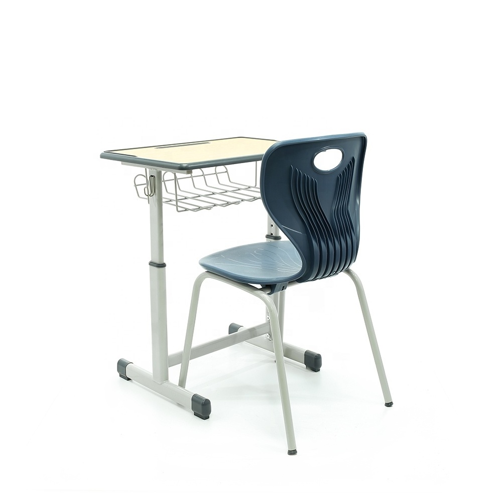 OEM ODM 3D design supply school furniture desk chairs sets with metal basket for student study