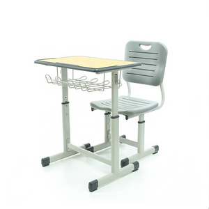 Height adjust plastic elementary school desk with chairs wood study table and chair factory price