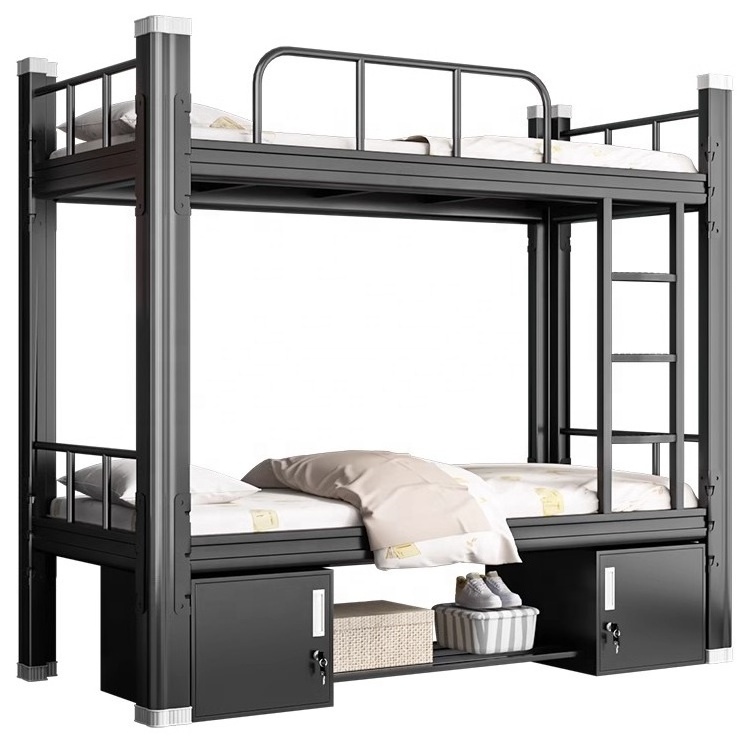 Factory price Iron metal frame student school double bed dormitory furniture bed steel bunk bed