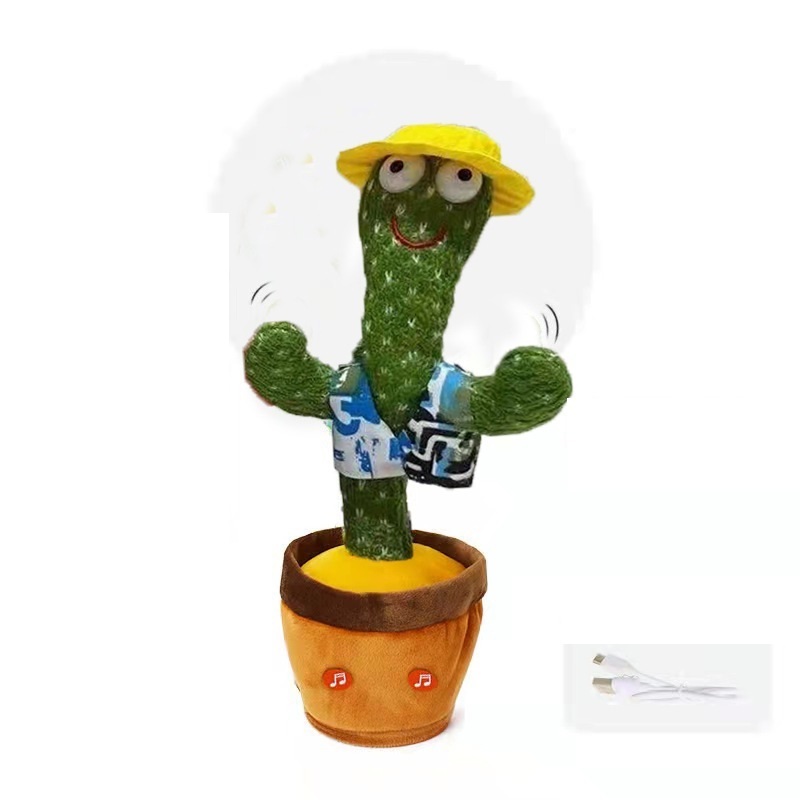 electric plush toy plush flower pot twist dance cactus doll can talk singing music dancing cactus plush toy