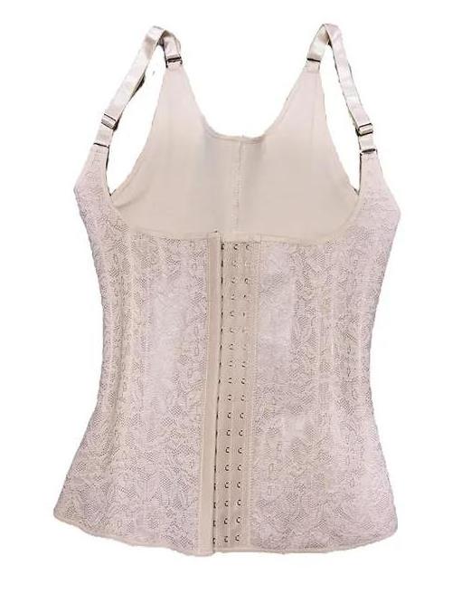 Fancy Waist Beige Lace Waist Trainer Stron Trainer Strong Compression Abdominal Thermal Zone with 3 Rows of Hooks Tummy Control