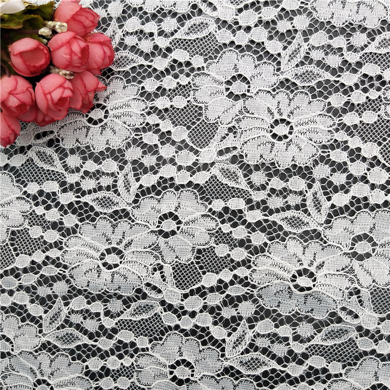 2023 Fashion Design Cheap Good Quality 100% Polyester White Lace Fabric