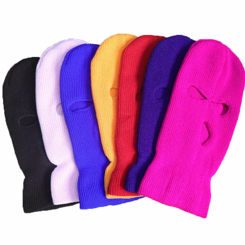 New Three-hole knitted Hat Men Women Anti-terrorist Headgear Robber Hats Outdoor Face Mask Warm Hood