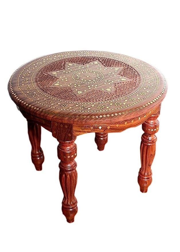 Solid Sheesham Wood Round Center Coffee Table for Living Room Tea Table Furniture for Home