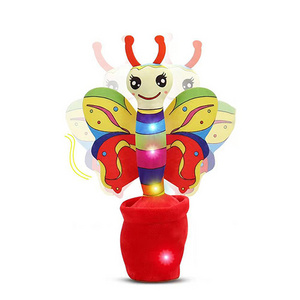 Talking Toy Electronic Animal Doll Speak Talk Sound Record Repeat USB Charging Dancing Butterfly Plush Toy