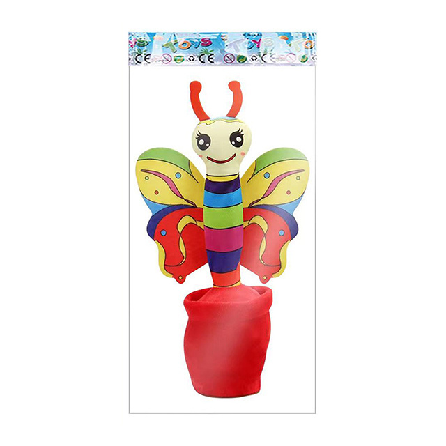 Talking Toy Electronic Animal Doll Speak Talk Sound Record Repeat USB Charging Dancing Butterfly Plush Toy