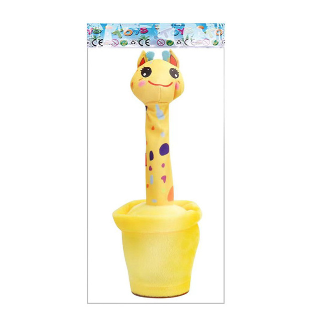 New Style Rechargeable Stuffed Animal with light Walking Singing Dancing  Repeating Electric Plush cute giraffe Toy