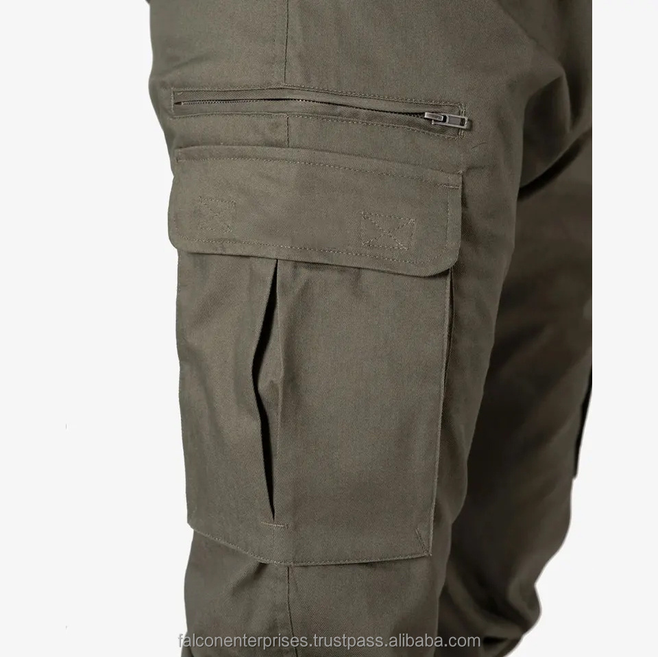 Men Street Wear Pants Fashion Loose High Quality Jogging Drawstrings Hip-Hop Khaki 6 Pocket Baggy Cargo Pant