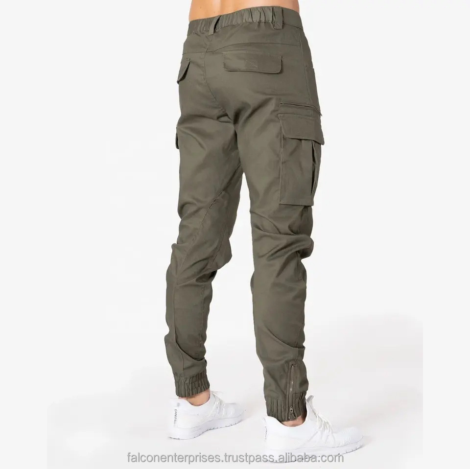 Men Street Wear Pants Fashion Loose High Quality Jogging Drawstrings Hip-Hop Khaki 6 Pocket Baggy Cargo Pant