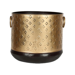 Premium Quality at cheapest price Embossed Round Metal Planter (Gold) For Hotel Restaurant Resort Garden Decoration