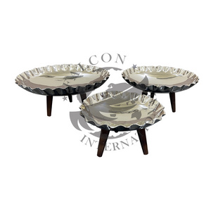 luxury designer antique shape metal serving bowl with designer stand tabletop decorative bowl