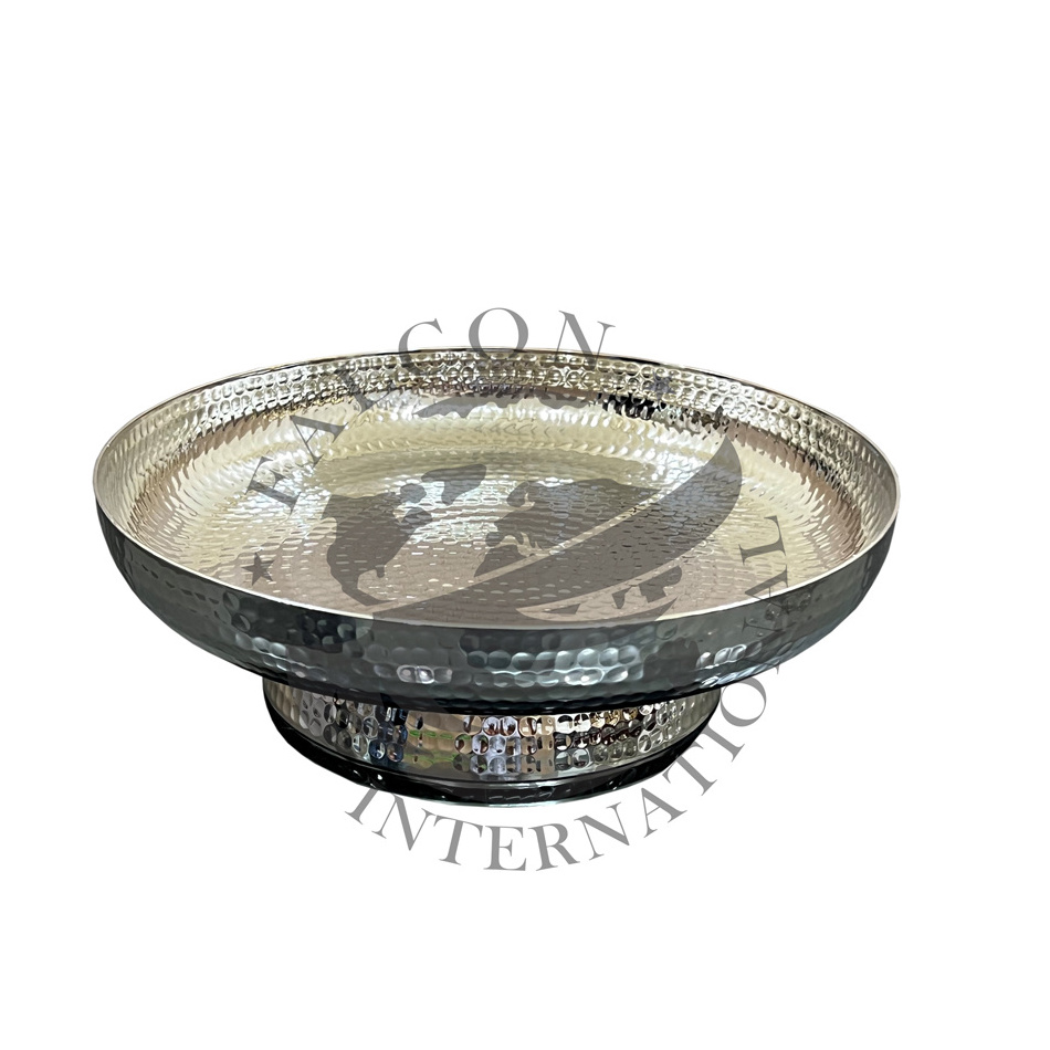 luxury designer antique shape metal serving bowl with designer stand tabletop decorative bowl