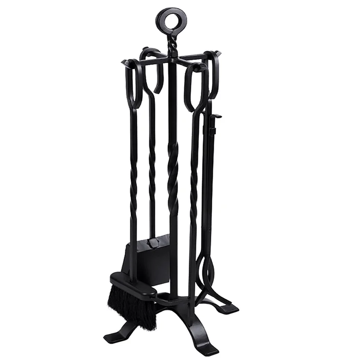 Premium Quality Fireplace tools accessories indoor 5 pieces fire pit poker set firewood tongs rack fireplace sets