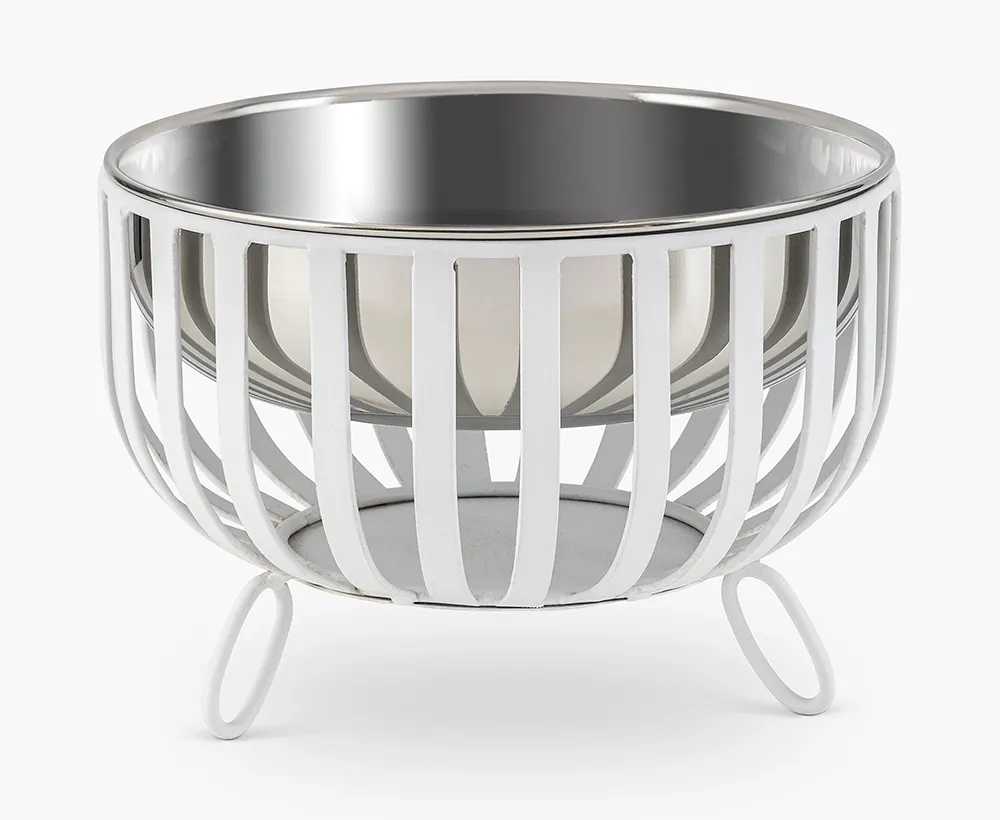 luxury designer antique shape metal serving bowl with designer stand tabletop decorative bowl