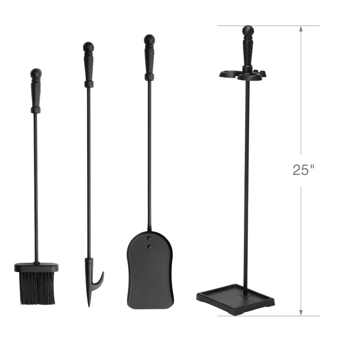 Customized Fire Place Tools Kit Sets 5 Piece Fireplace Tool Set with Stand Fire Pit Large Fireplace Companion Tool Set