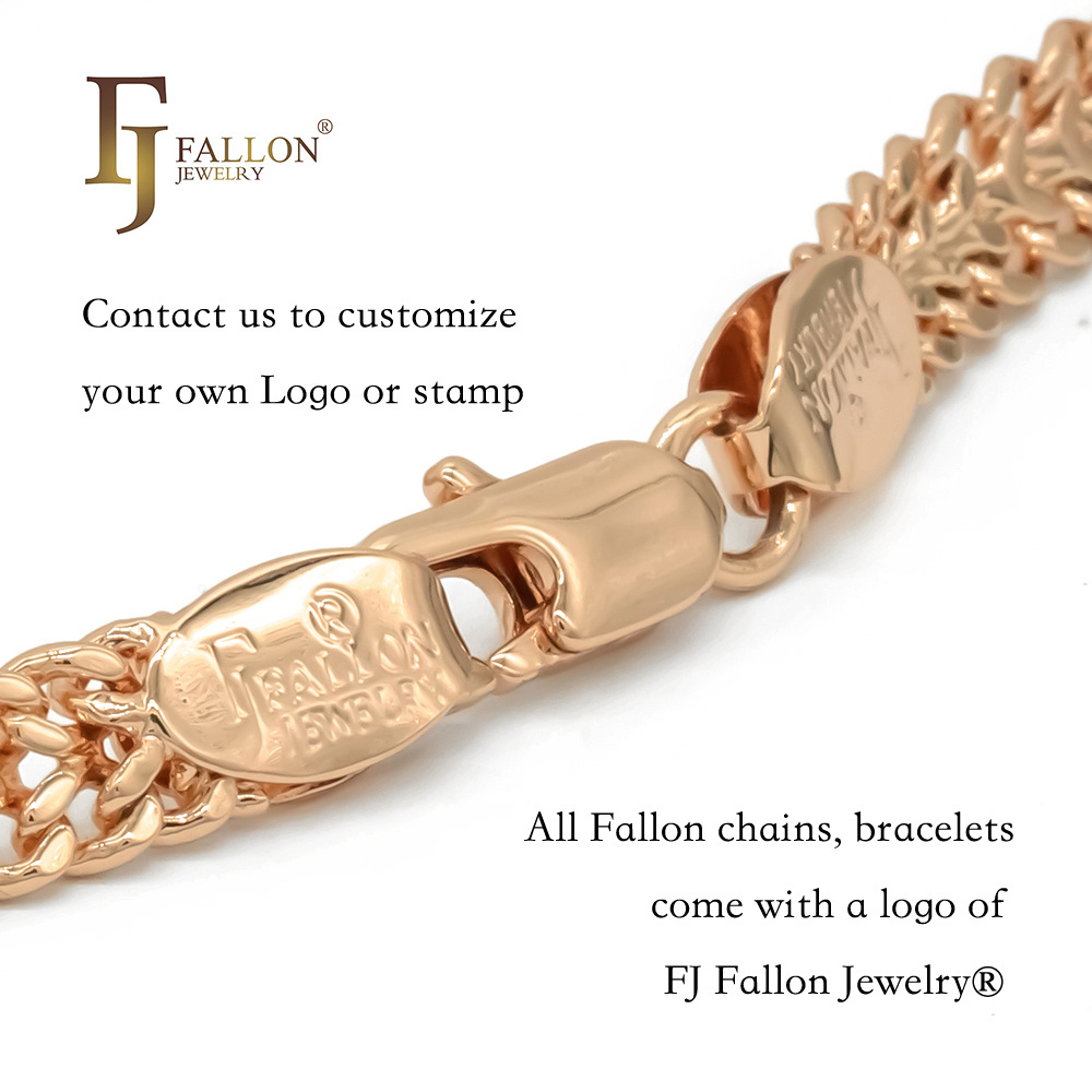 F84110171 FJ Fallon Fashion Jewelry Foxtail Link Hammered Chains Plated In Rose Gold Brass Based