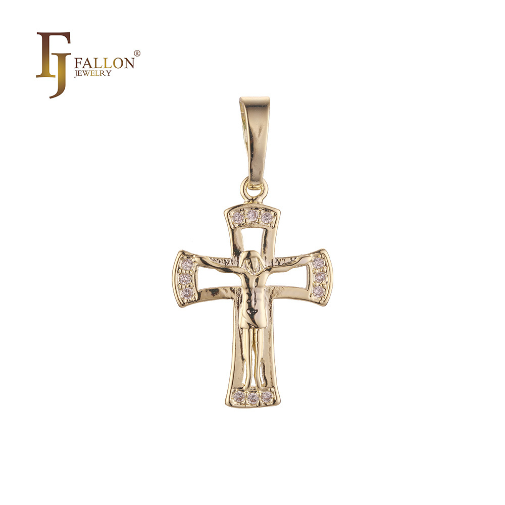 56200332-01 FJ Fallon Fashion Jewelry Catholic Maltese Cross pendant Plated in 14K Gold brass based