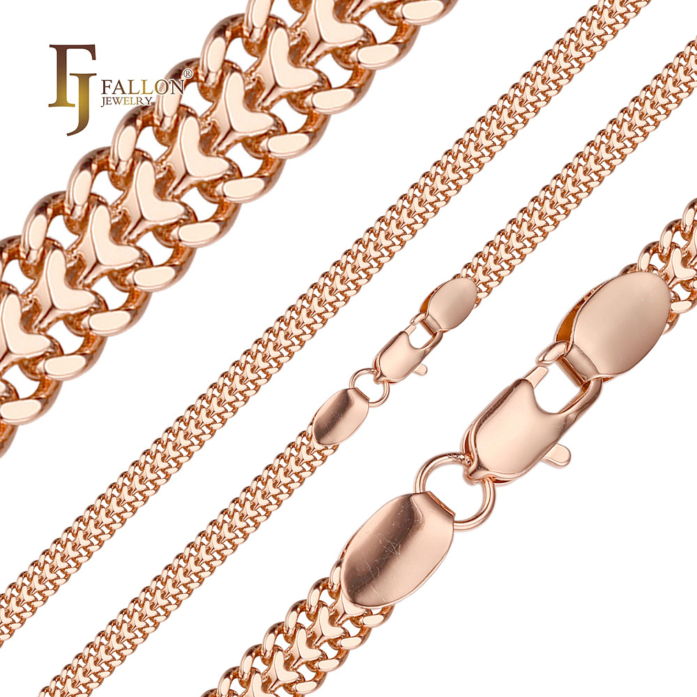 F84100289 FJ Fallon Fashion Jewelry Two-way Cuban link chain Plated in Rose Gold Brass Based