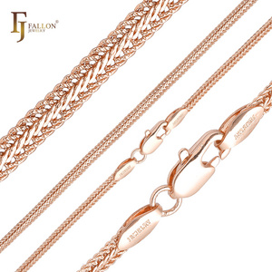 F84110171 FJ Fallon Fashion Jewelry Foxtail Link Hammered Chains Plated In Rose Gold Brass Based