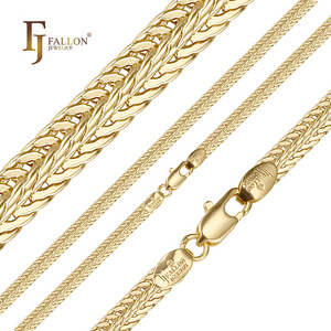 54110183 FJ Fallon Fashion Jewelry Foxtail Glossy link Chain Plated in 14K Gold Brass Based