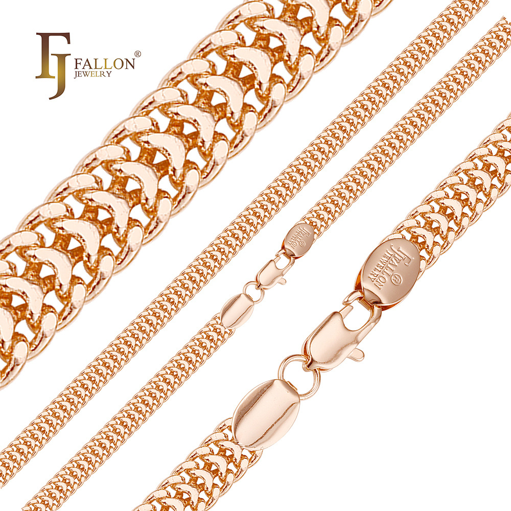 F84100289 FJ Fallon Fashion Jewelry Two-way Cuban link chain Plated in Rose Gold Brass Based