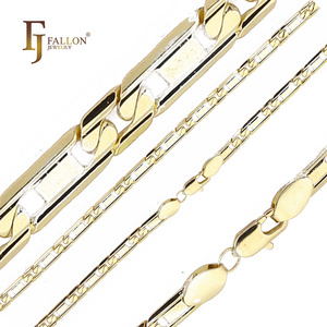 Z54100323 FJ Fallon Fashion Jewelry Figarucci Style Mirror hammered link chain Plated in 14K Gold two tone Brass Based