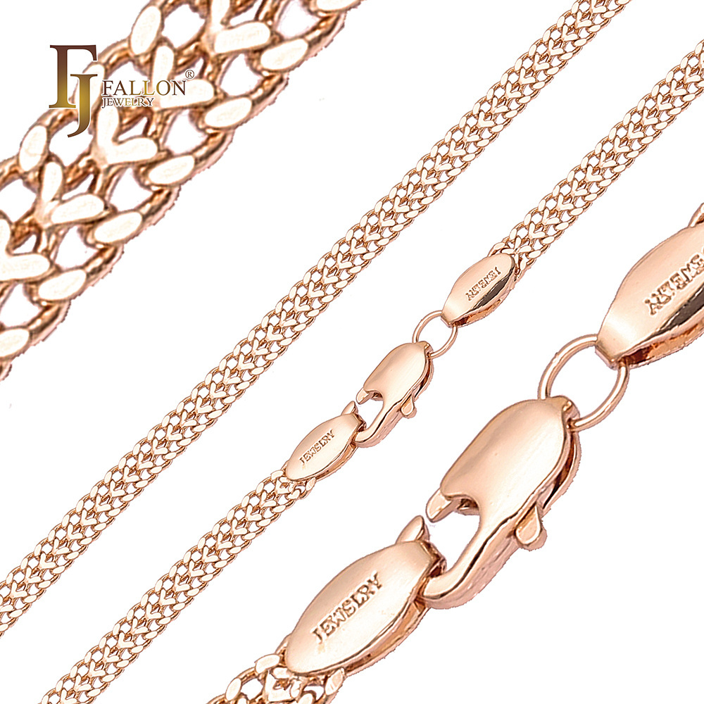 F84100289 FJ Fallon Fashion Jewelry Two-way Cuban link chain Plated in Rose Gold Brass Based