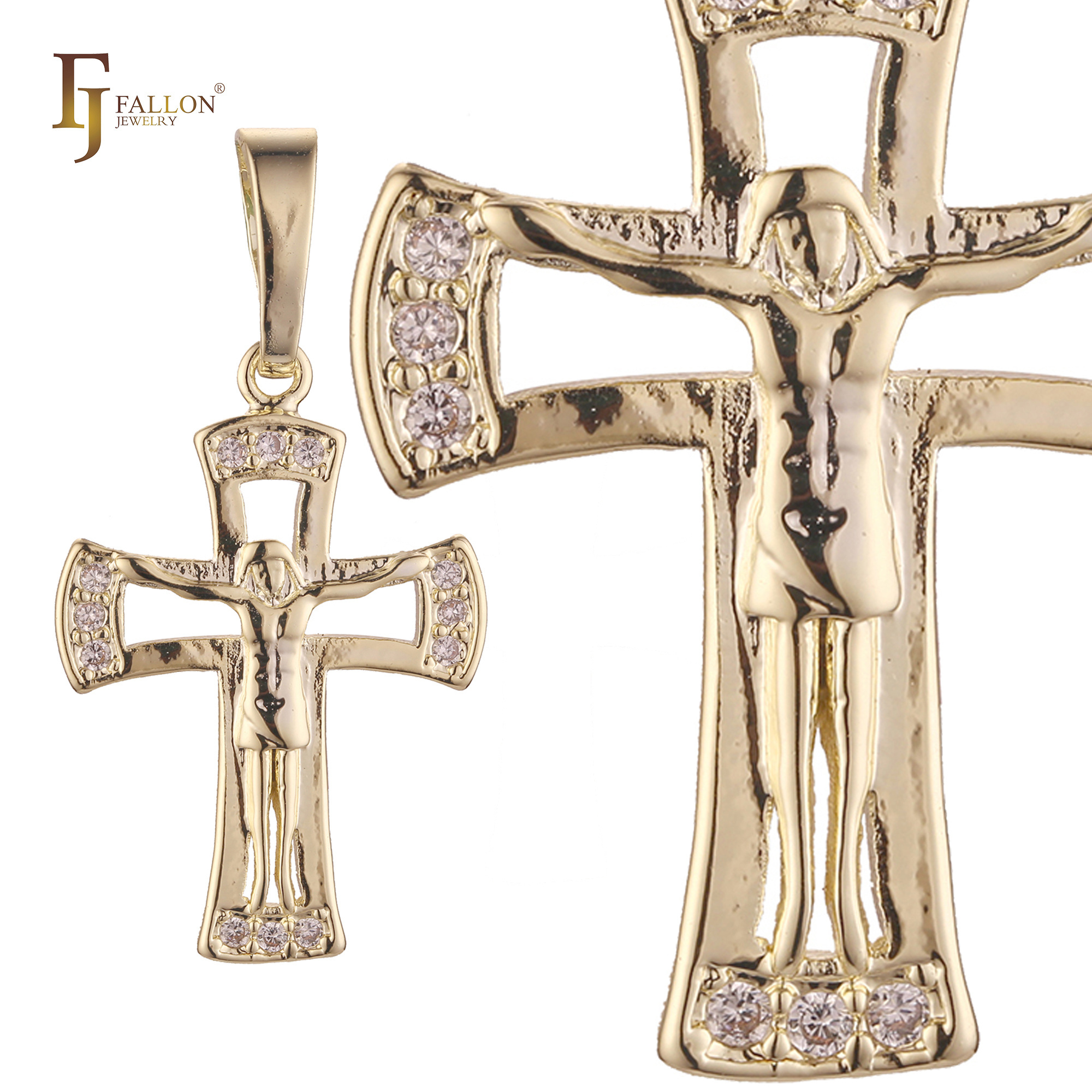 56200332-01 FJ Fallon Fashion Jewelry Catholic Maltese Cross pendant Plated in 14K Gold brass based