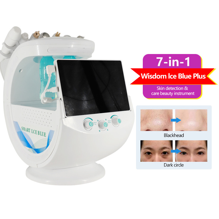 7 In 1 Hydro Beauty Facial Smart Ice Blue H2O2 water dermabrasion hydro oxygen jet facial Face Analysis Machine