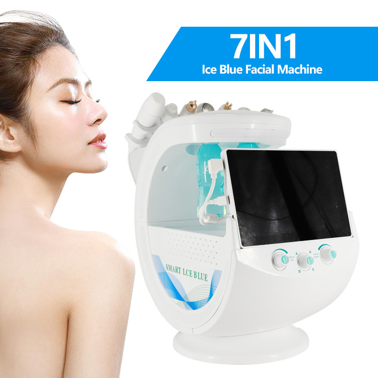 7 In 1 Hydro Beauty Facial Smart Ice Blue H2O2 water dermabrasion hydro oxygen jet facial Face Analysis Machine