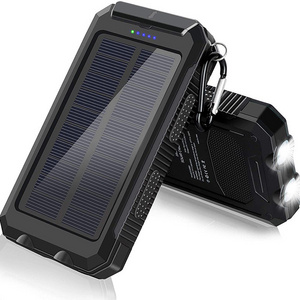 20000mAh High Capacity Solar Panel Power Bank Portable Waterproof LED Light Micro USB Interface 10W Output Power Bank