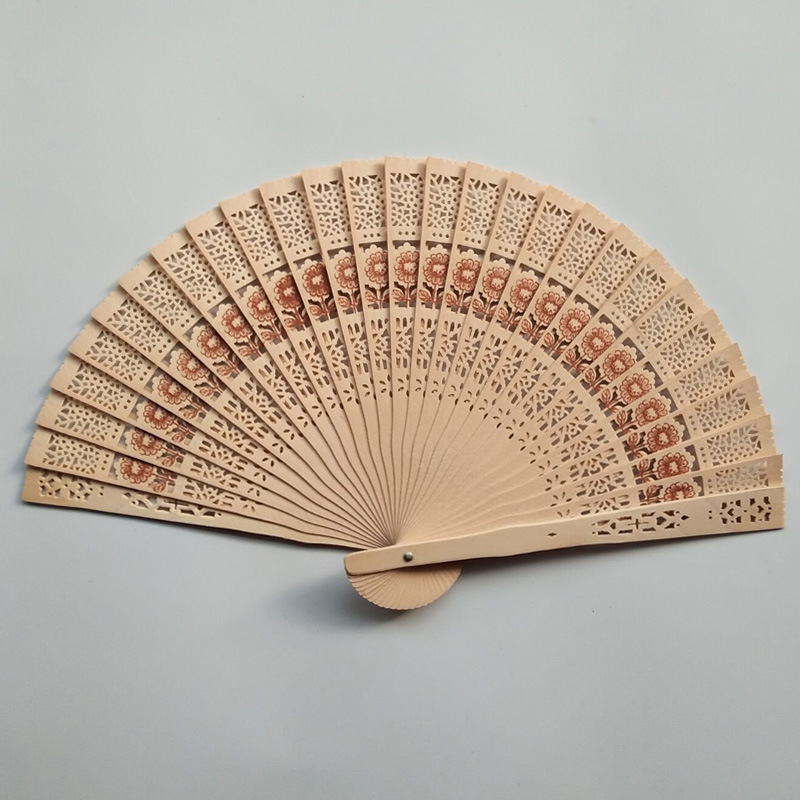 New Chinese carved folding fragrance wood hand fan wedding fan