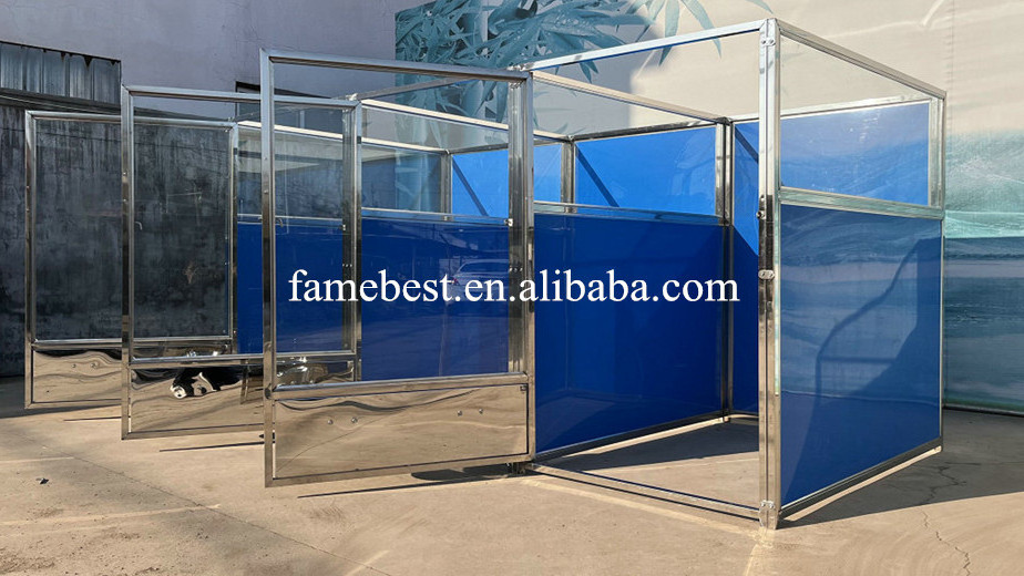 Inside-Outside Stainless Steel  Dog Suites With Tempered Glass Door HDPE Panels large Doggy Kennels